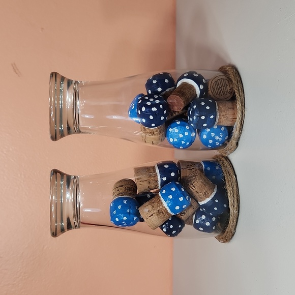 Handmade Rustic Patriotic Vibes Toadstools Candle Holders/ Table Decor - Picture 4 of 9